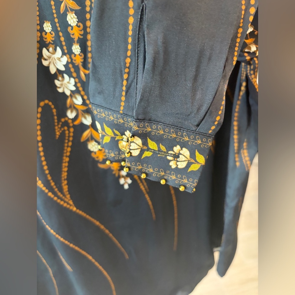 Farm Rio: Black Garden Printed Buttons Viscose Shirt - Picture 12 of 16